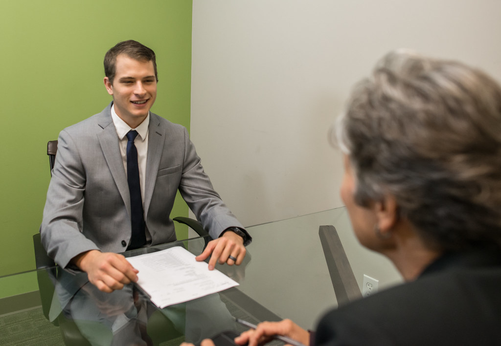 Candidate in a job interview with a clinic hiring manager