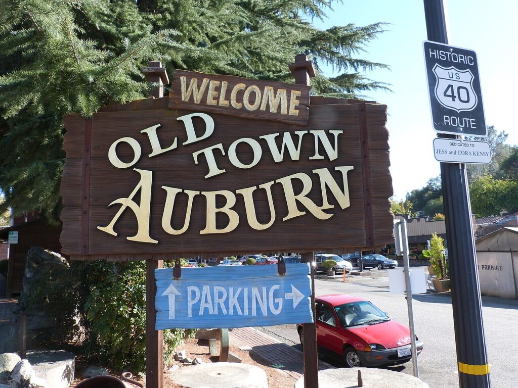 Welcome to Old Town Auburn sign in Placer County, California